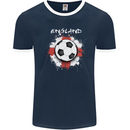 England Flag Football St George Cross Mens Ringer T-Shirt FotL Navy Blue/White