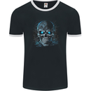 Blue Cosmic Skull Mens Ringer T-Shirt FotL Black/White