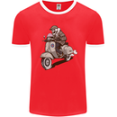 Scooter Skull Motorcycle Biker MOD Mens Ringer T-Shirt FotL Red/White