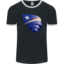 Curled Marshall Islands Flag Day Football Mens Ringer T-Shirt FotL Black/White