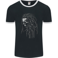 Reggae Music Skull Rastafarian Mens Ringer T-Shirt FotL Black/White