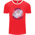 Magical Friends a Girl Riding a Unicorn Mens Ringer T-Shirt Red/White