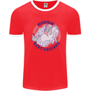 Magical Friends a Girl Riding a Unicorn Mens Ringer T-Shirt Red/White