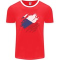 Torn Czechia Flag Czech Republic Day Football Mens Ringer T-Shirt FotL Red/White