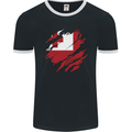 Torn Tongo Flag Tongan Day Football Mens Ringer T-Shirt FotL Black/White