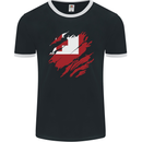 Torn Tongo Flag Tongan Day Football Mens Ringer T-Shirt FotL Black/White