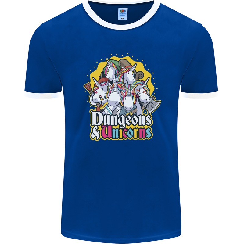 Dungeons & Unicorns Role Play Games RPG Mens Ringer T-Shirt FotL Royal Blue/White