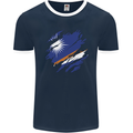 Torn Marshall Islands Flag Day Football Mens Ringer T-Shirt FotL Navy Blue/White
