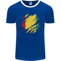 Torn Guinea Flag Guinean Day Football Mens Ringer T-Shirt FotL Royal Blue/White