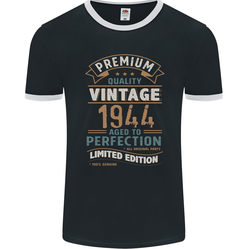 Premium Vintage 79th Birthday 1944 Mens Ringer T-Shirt FotL Black/White