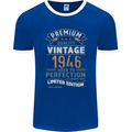 Premium Vintage 77th Birthday 1946 Mens Ringer T-Shirt FotL Royal Blue/White