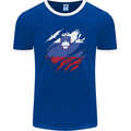 Torn Slovenia Flag Slovenian Day Football Mens Ringer T-Shirt FotL Royal Blue/White