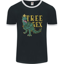 Xmas Tree Rex Funny Christmas T-Rex Dinosaur Mens Ringer T-Shirt FotL Black/White