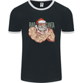 Bad Santa Christmas Tattoo Xmas Biker Gym Mens Ringer T-Shirt FotL Black/White