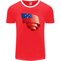 Curled Samoa Flag Samoan Day Football Mens Ringer T-Shirt FotL Red/White