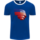 Curled Haiti Flag Haitian Day Football Mens Ringer T-Shirt FotL Royal Blue/White