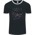 Crow & Skull With Flowers Gothic Goth Raven Mens Ringer T-Shirt FotL Black/White