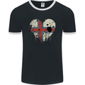 Love Flag Faroe Islands Football Mens Ringer T-Shirt FotL Black/White