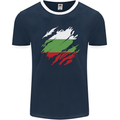 Torn Bulgaria Flag Bulgarian Day Football Mens Ringer T-Shirt FotL Navy Blue/White