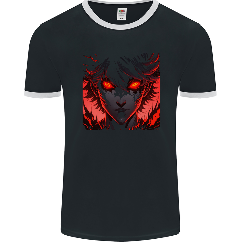 Evil Anime Character Mens Ringer T-Shirt FotL Black/White