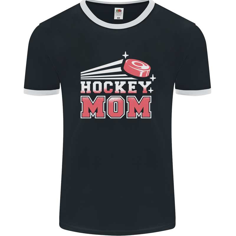 Ice Hockey Mom Mothers Day Mens Ringer T-Shirt FotL Black/White