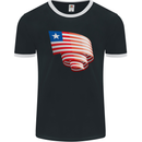 Curled Liberia Flag Liberian Day Football Mens Ringer T-Shirt FotL Black/White