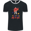 Christmas Offensive Bauble Bah Humbug Finger Flip Mens Ringer T-Shirt FotL Black/White