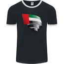 Curled UAE Flag Day Emirati Day Football Mens Ringer T-Shirt FotL Black/White