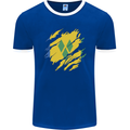 Torn Saint Vincent and Grenadines Flag Football Mens Ringer T-Shirt FotL Royal Blue/White