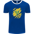 Torn Saint Vincent and Grenadines Flag Football Mens Ringer T-Shirt FotL Royal Blue/White