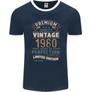 Premium Vintage 43rd Birthday 1980 Mens Ringer T-Shirt FotL Navy Blue/White