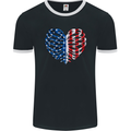 USA Rib Cage American Flag Mens Ringer T-Shirt FotL Black/White