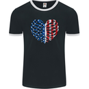 USA Rib Cage American Flag Mens Ringer T-Shirt FotL Black/White