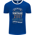 Premium Vintage 16th Birthday 2007 Mens Ringer T-Shirt FotL Royal Blue/White