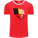 Curled Belgium Flag Belgian Day Football Mens Ringer T-Shirt FotL Red/White