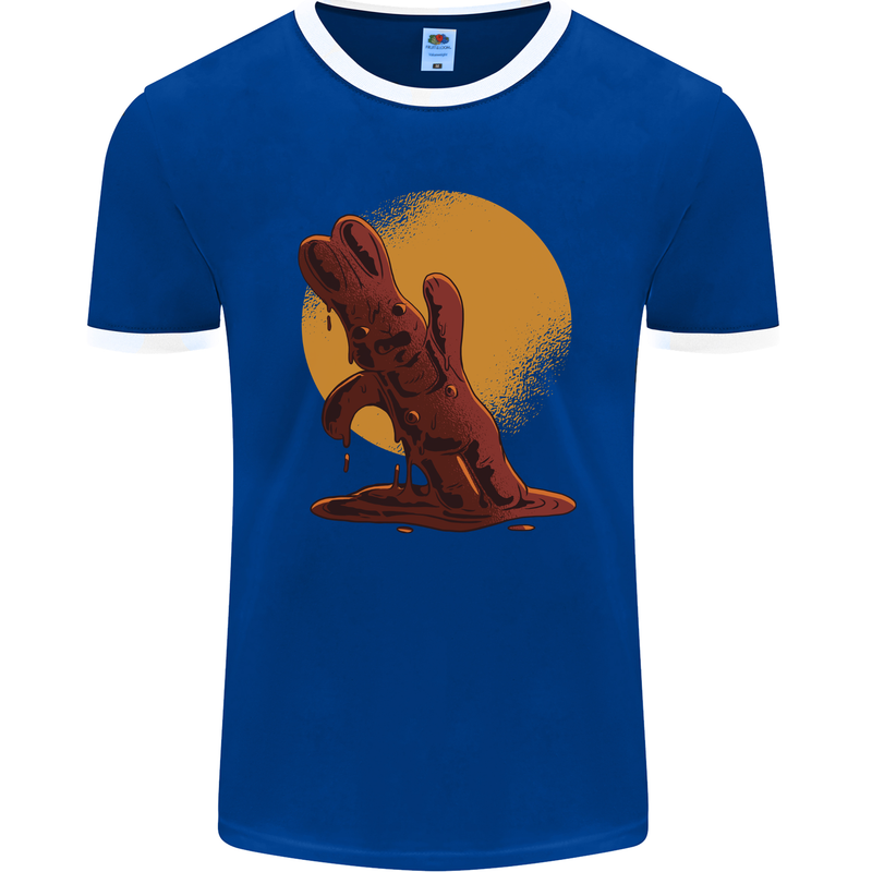 A Melting Chocolate Bunny Easter Mens Ringer T-Shirt FotL Royal Blue/White