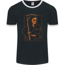 Orange Grim Reaper With a Cat Mens Ringer T-Shirt FotL Black/White