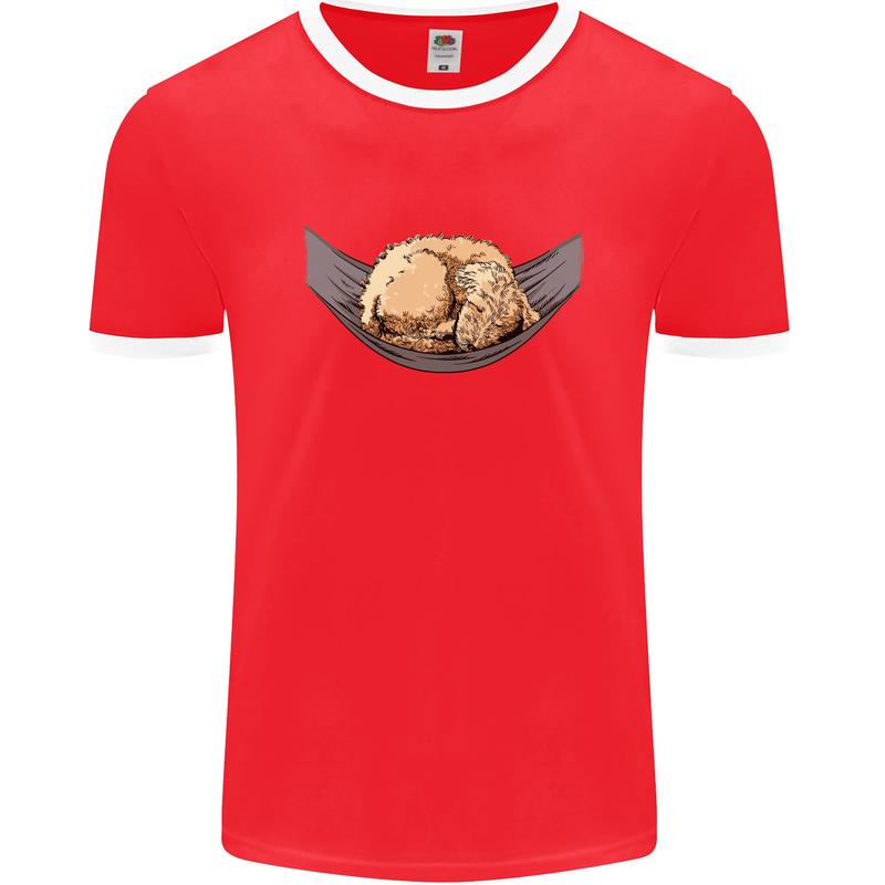 Goldendoodle on a Hammock Dog Mens Ringer T-Shirt FotL Red/White