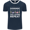 Science Experiment Fail Repeat Chemistry Geek Mens Ringer T-Shirt FotL Navy Blue/White