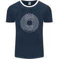 Vinyl Music Sound Waves Turntable DJ Decks Mens Ringer T-Shirt FotL Navy Blue/White