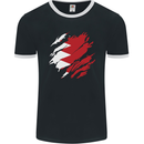 Torn Bahrain Flag Bahraini Day Football Mens Ringer T-Shirt FotL Black/White