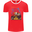 Cat Wars Funny Sci-Fi Mens Ringer T-Shirt FotL Red/White