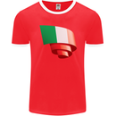 Curled Italy Flag Italians Day Football Mens Ringer T-Shirt FotL Red/White
