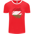 Torn Hungary Flag Hungarian Day Football Mens Ringer T-Shirt FotL Red/White