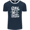 No To Plastic Climate Change Pollution Mens Ringer T-Shirt FotL Navy Blue/White