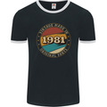 42nd Birthday  Vintage Made In 1981 Mens Ringer T-Shirt FotL Black/White