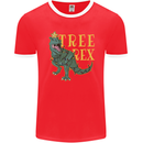 Xmas Tree Rex Funny Christmas T-Rex Dinosaur Mens Ringer T-Shirt FotL Red/White