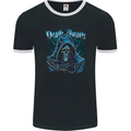 Death Awaits Evil Grim Reaper Skull Mens Ringer T-Shirt FotL Black/White