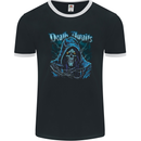 Death Awaits Evil Grim Reaper Skull Mens Ringer T-Shirt FotL Black/White