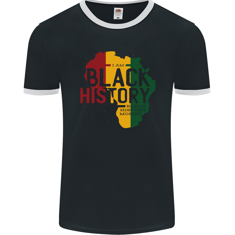 African Black History Month Lives Matter Juneteenth Mens Ringer T-Shirt FotL Black/White